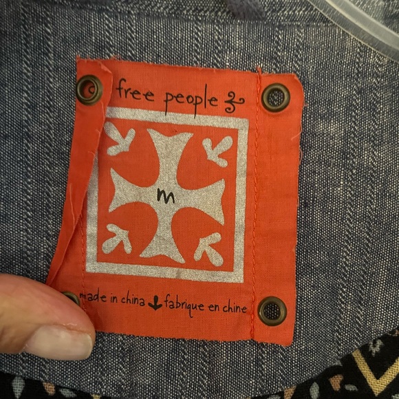 Free People Navy Button-Up Blouse - Picture 4 of 7